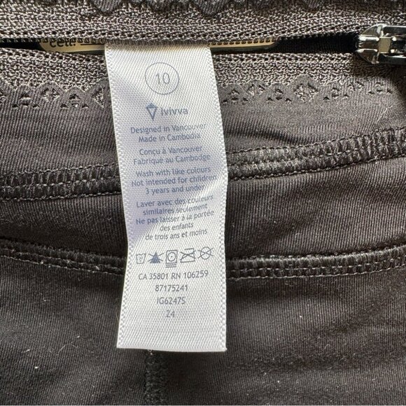 Ivivva Rhythmic Tights Pique Black Reflective Leggings Pants Full Length 10 - Picture 5 of 16